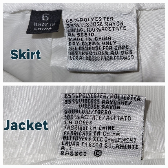 Vintage LE SUIT Lightweight White Linen Skirt Suit - Size 6    (NWT) - Picture 7 of 8